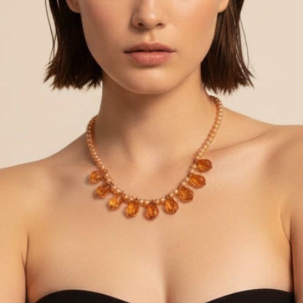 Amber broilers necklace and earring set. Sterling silver